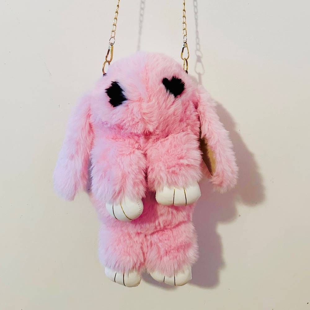 Fluffy Bunny Design Bag, Plush Rabbit Purse